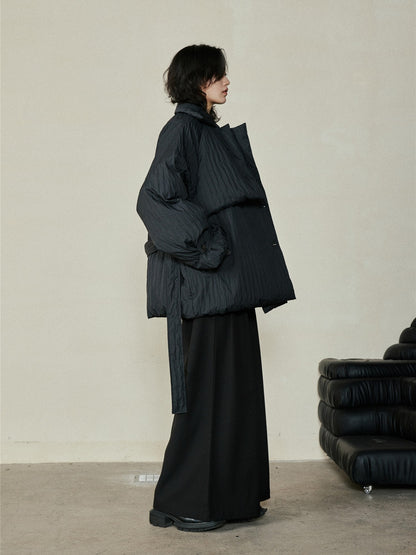 Waist-cinching down jacket