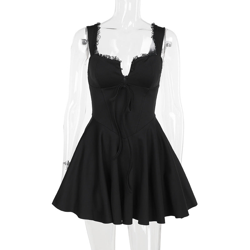Waist-Cinching Sleeveless A-Line Dress