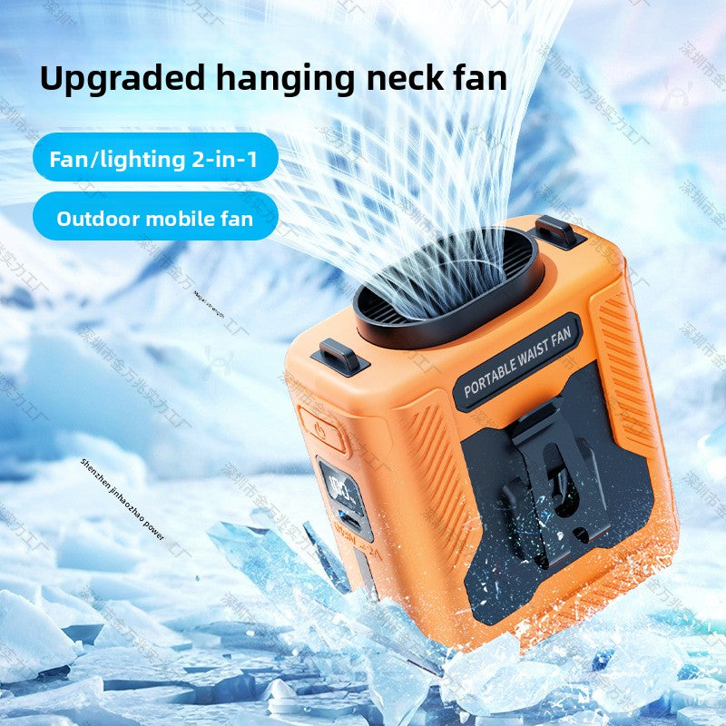Waist-mounted fan cooling type neck-mounted USB charging fan