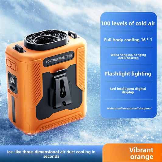 Waist-mounted fan cooling type neck-mounted USB charging fan