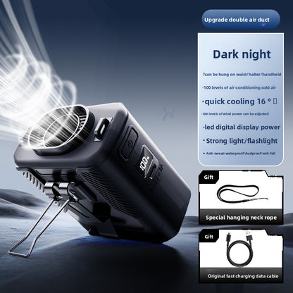 Waist-mounted fan cooling type neck-mounted USB charging fan