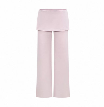 Walk Style Two-Piece Straight Leg Stretchy Skirt Pants for Women
