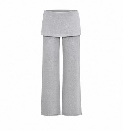 Walk Style Two-Piece Straight Leg Stretchy Skirt Pants for Women