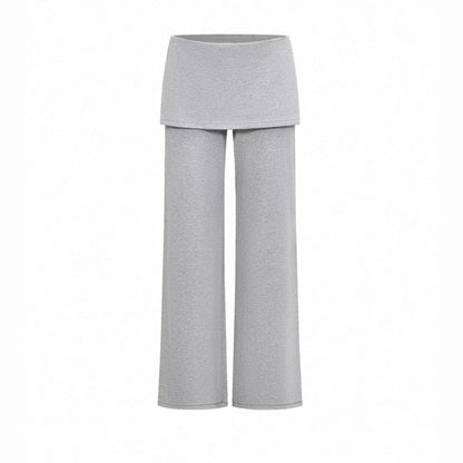 Walk Style Two-Piece Straight Leg Stretchy Skirt Pants for Women