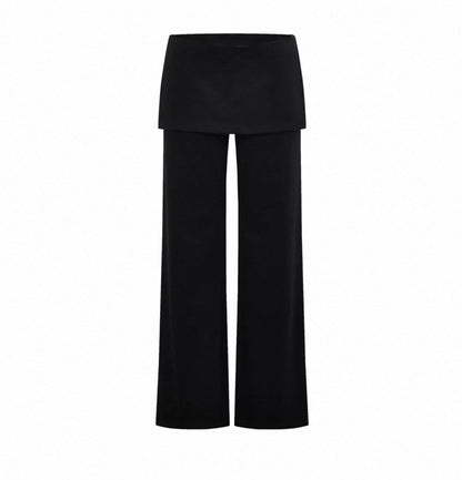 Walk Style Two-Piece Straight Leg Stretchy Skirt Pants for Women