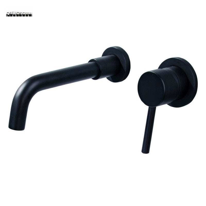 Wall-Mounted Antique Brass Basin Faucet with Brushed Gold Finish