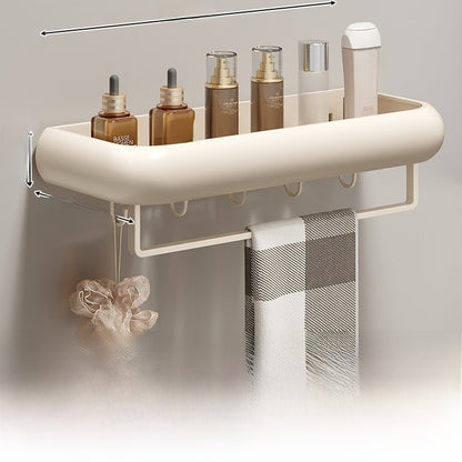 Wall Mounted Bathroom Storage Shelf with Hooks