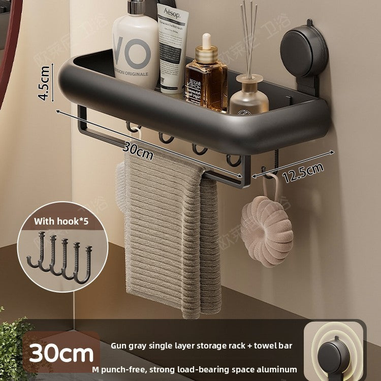 Wall Mounted Bathroom Storage Shelf with Hooks