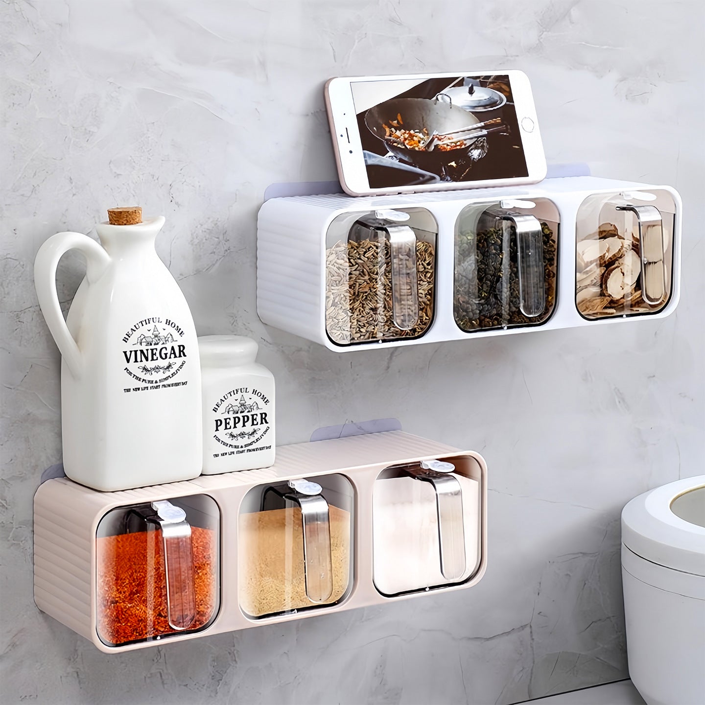 Wall-Mounted Drawer Spice Rack Organizer