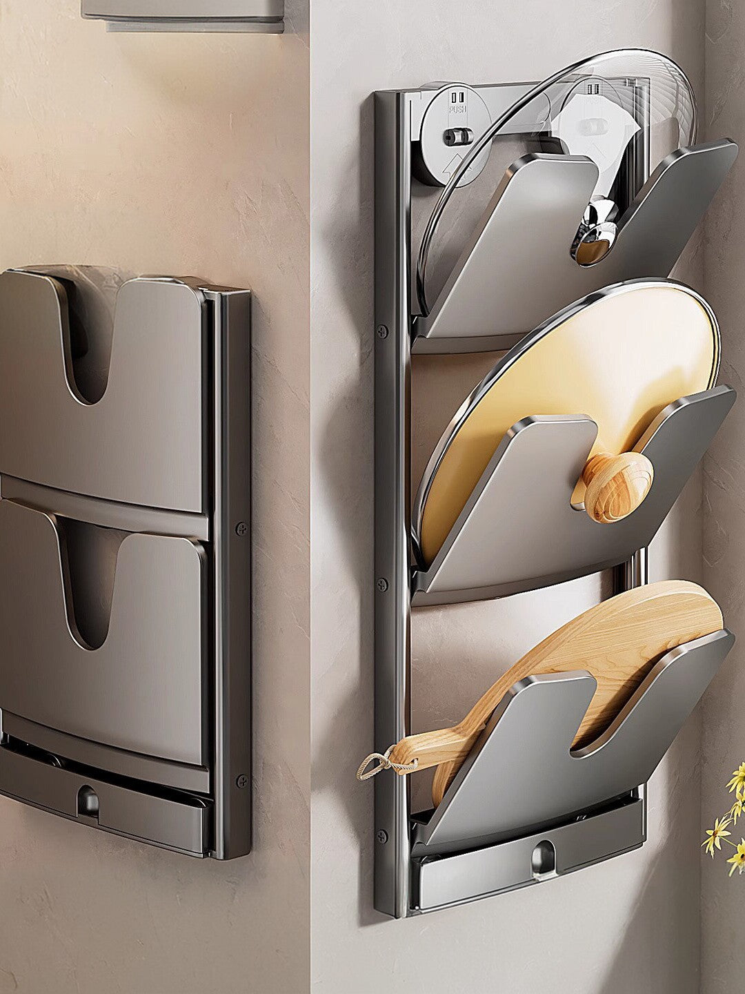 Wall Mounted Foldable Kitchen Storage Rack