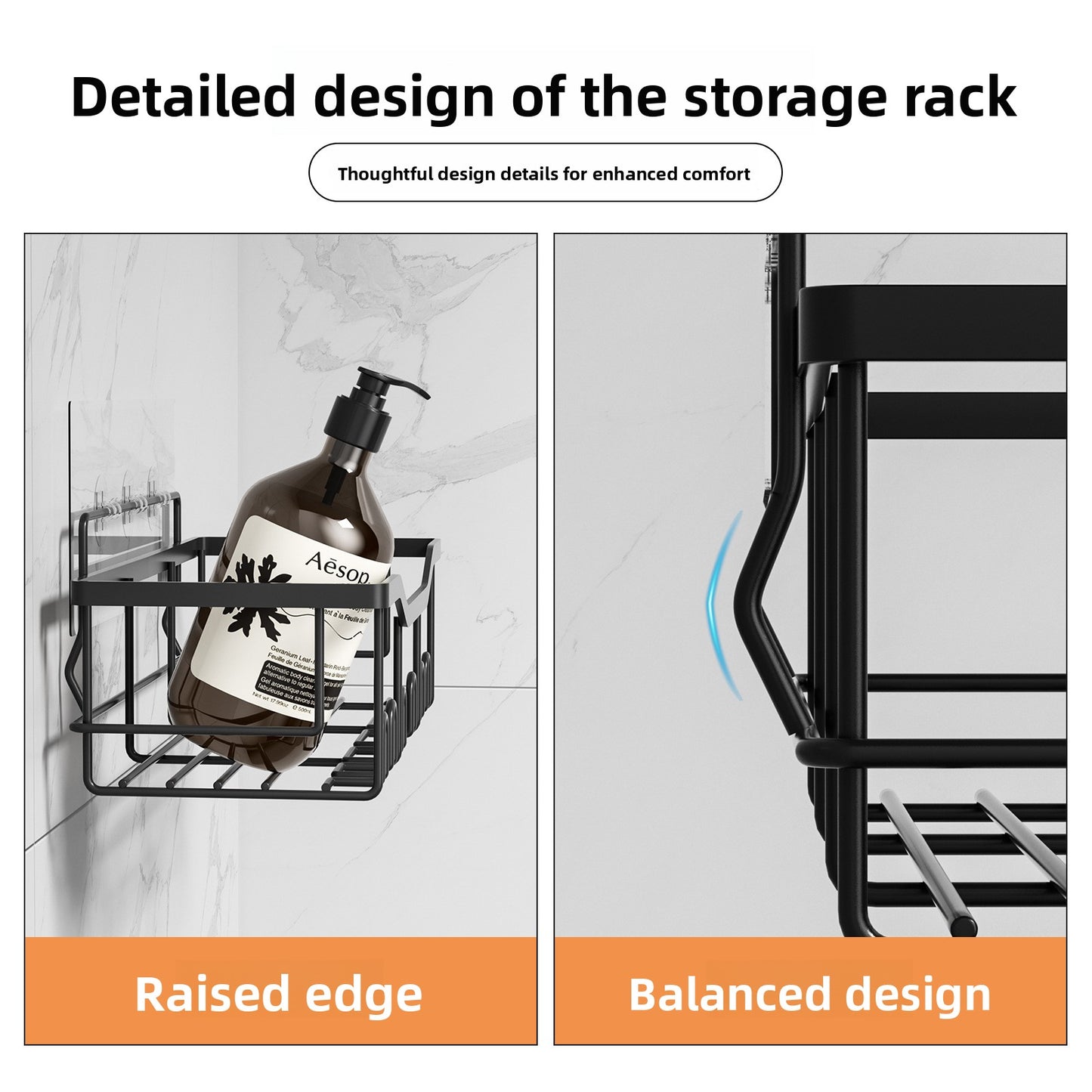 Wall-Mounted Iron Bathroom Storage Shelf