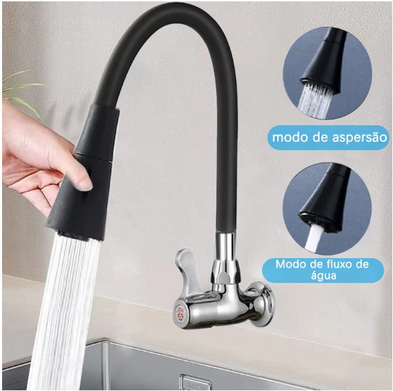 Wall-mounted kitchen faucet