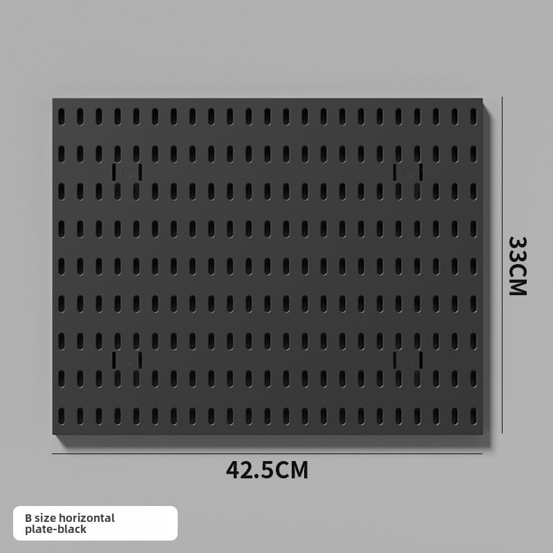 Wall-Mounted Perforated Storage Board with Hooks