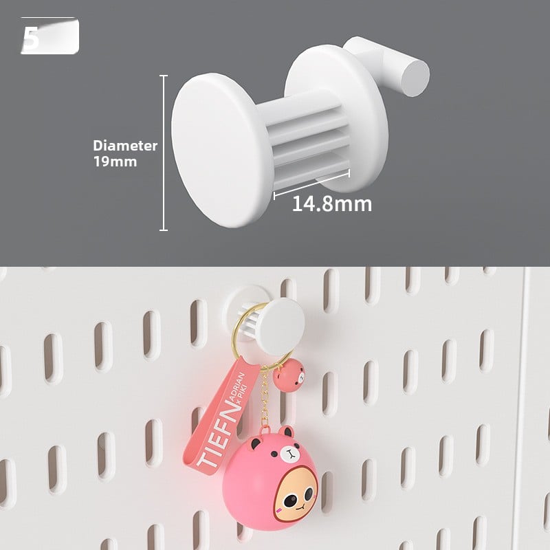 Wall-Mounted Perforated Storage Board with Hooks