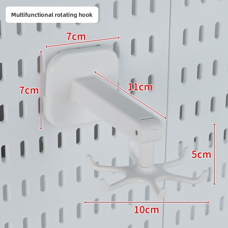 Wall-Mounted Perforated Storage Board with Hooks