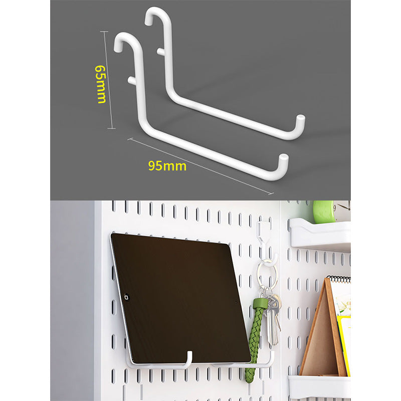Wall-Mounted Perforated Storage Board with Hooks