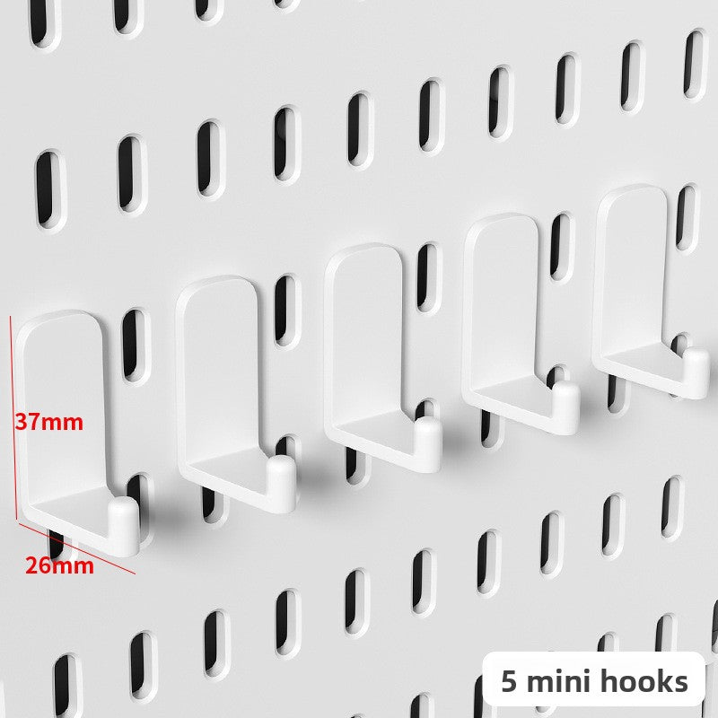 Wall-Mounted Perforated Storage Board with Hooks