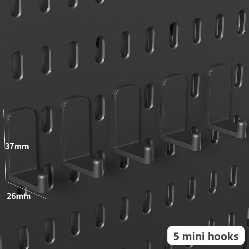 Wall-Mounted Perforated Storage Board with Hooks
