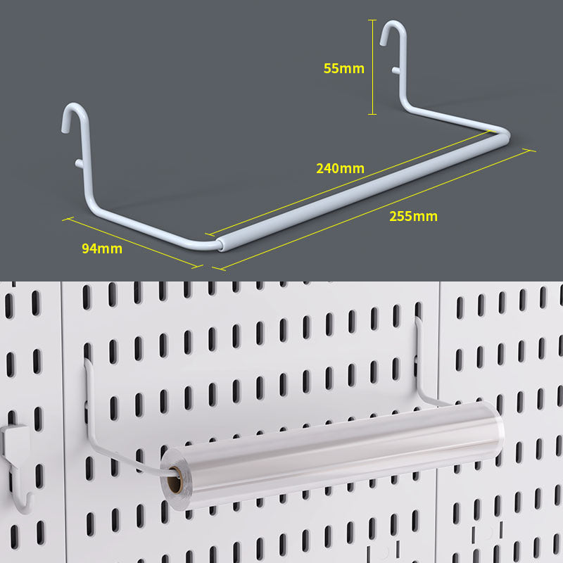 Wall-Mounted Perforated Storage Board with Hooks