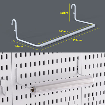 Wall-Mounted Perforated Storage Board with Hooks