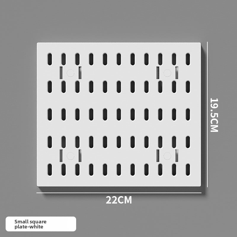 Wall-Mounted Perforated Storage Board with Hooks