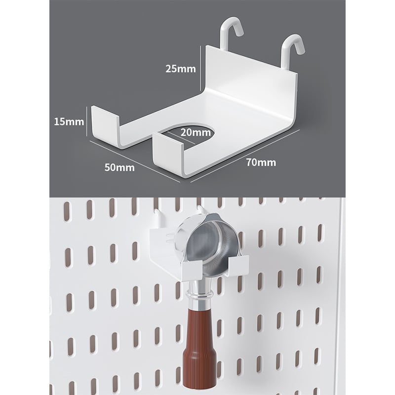 Wall-Mounted Perforated Storage Board with Hooks