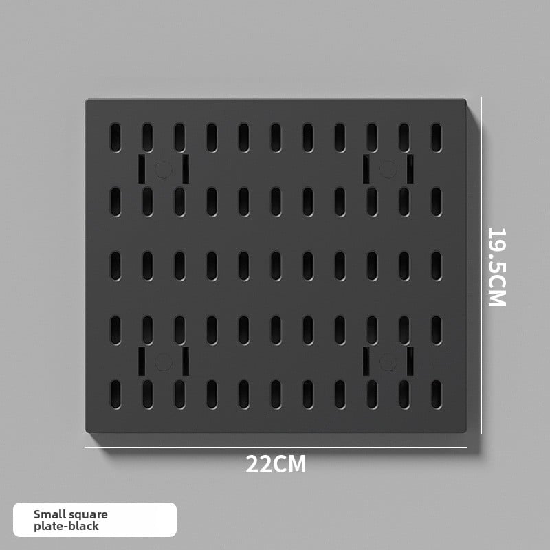Wall-Mounted Perforated Storage Board with Hooks
