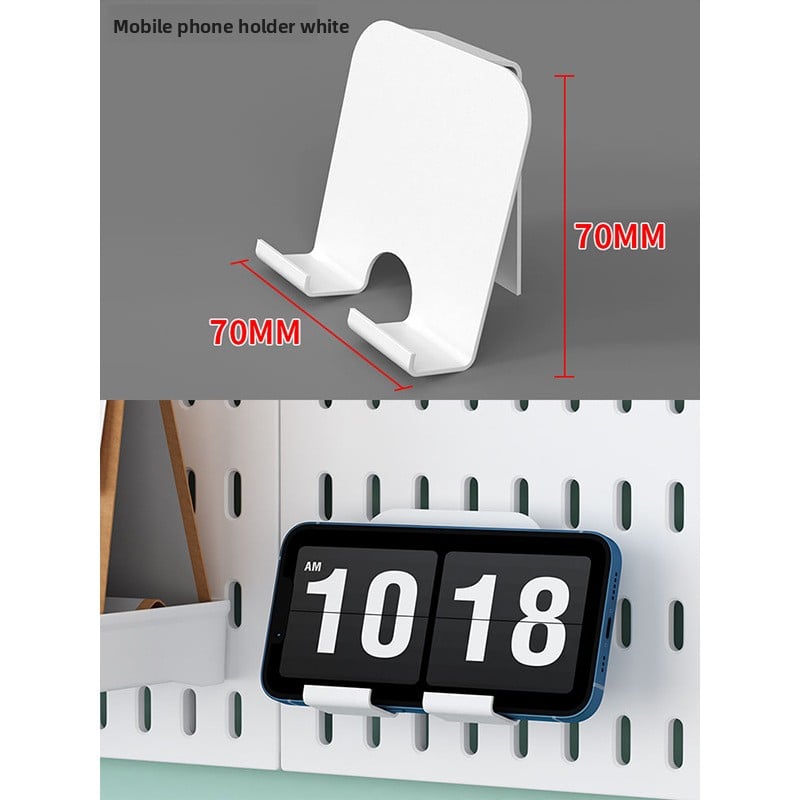 Wall-Mounted Perforated Storage Board with Hooks