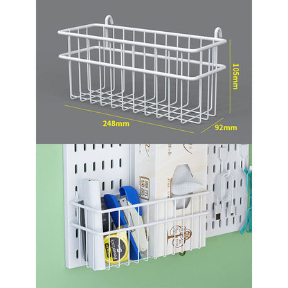 Wall-Mounted Perforated Storage Board with Hooks