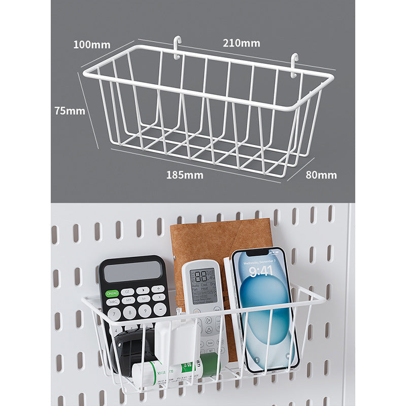 Wall-Mounted Perforated Storage Board with Hooks