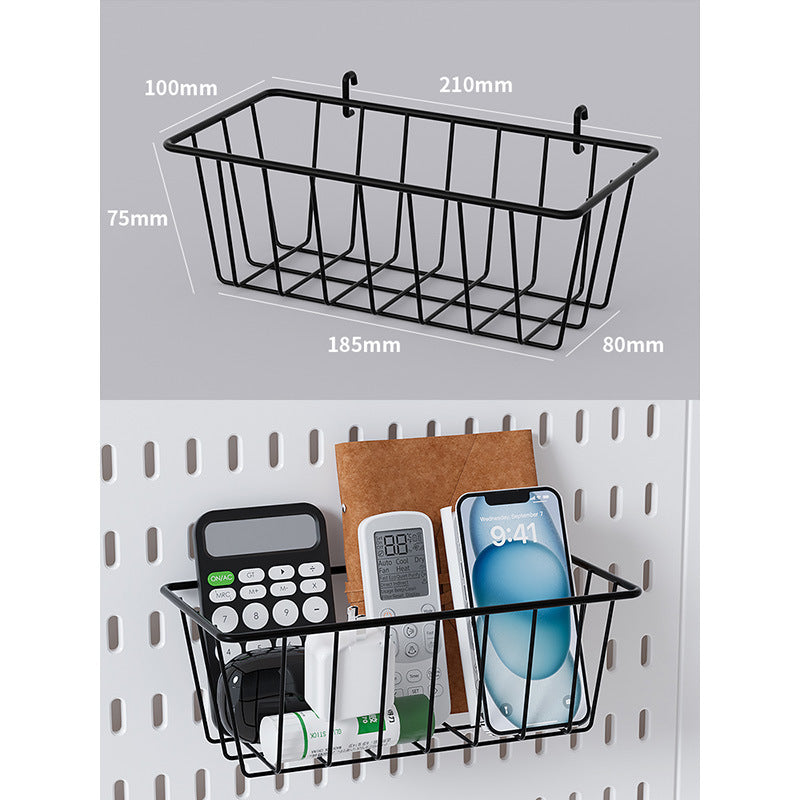 Wall-Mounted Perforated Storage Board with Hooks
