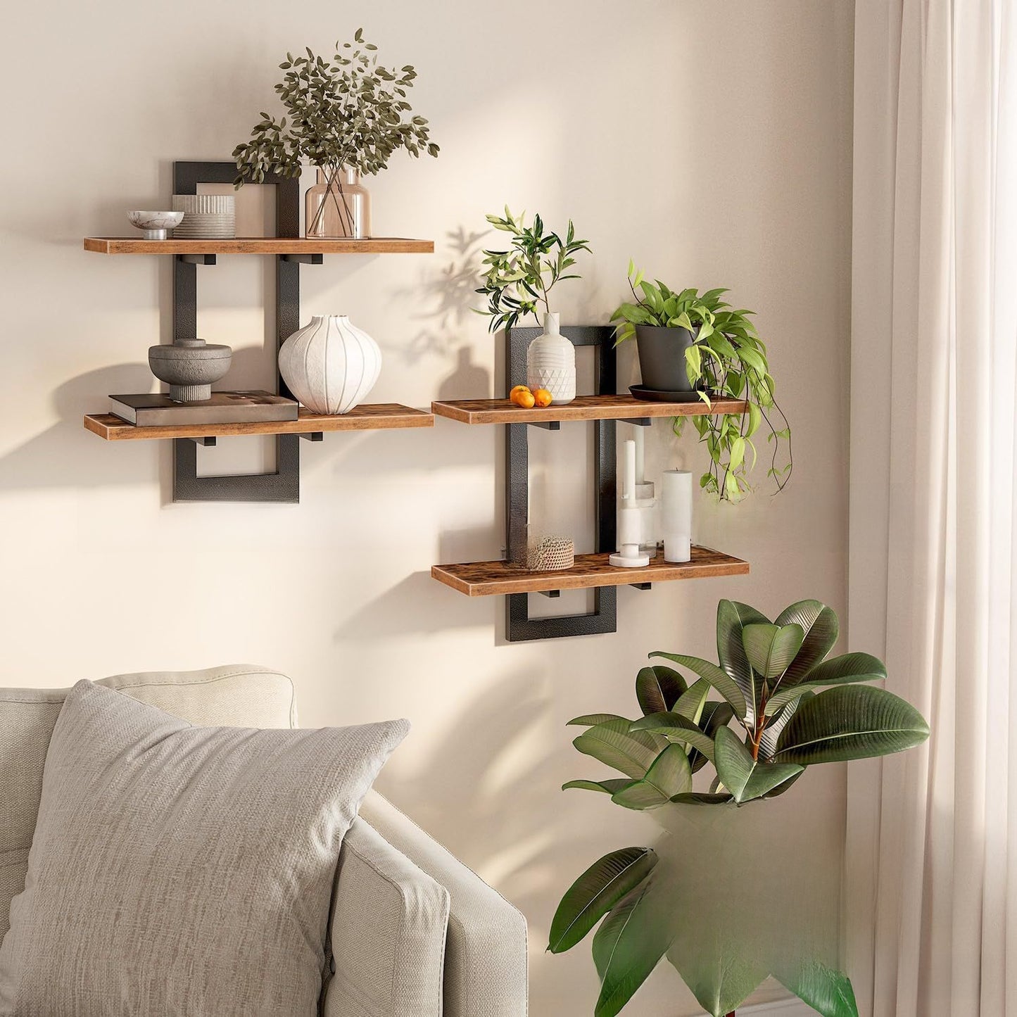 Wall-Mounted Solid Wood Floating Shelf