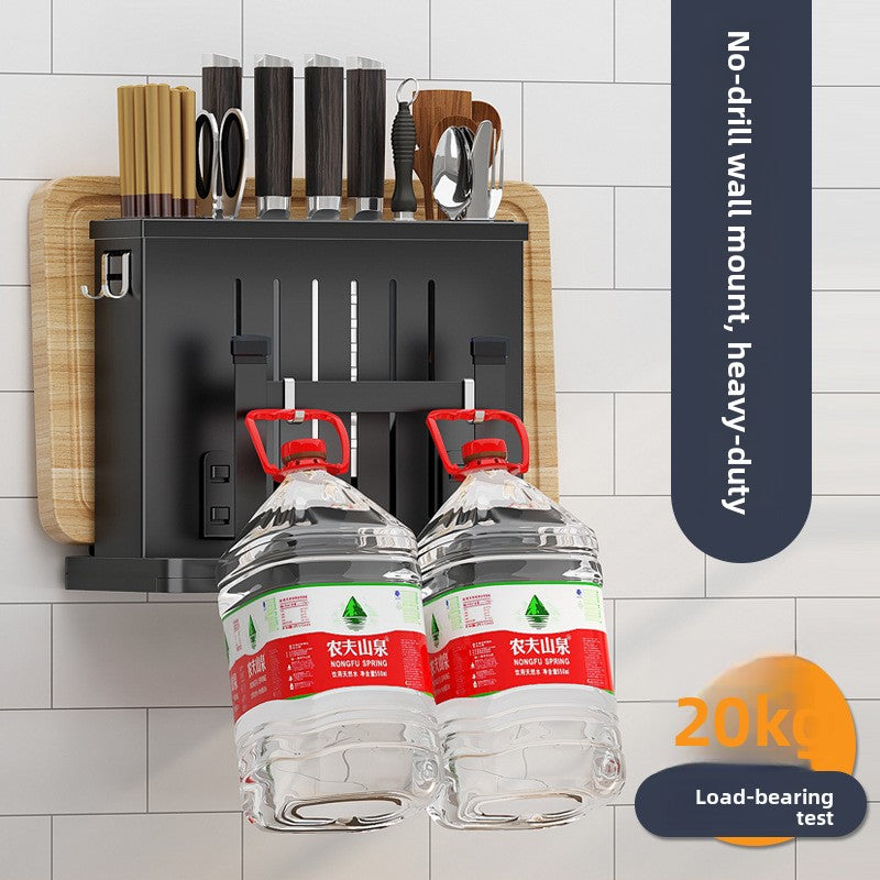 Wall Mounted Stainless Steel Knife Holder with Cutting Board Storage