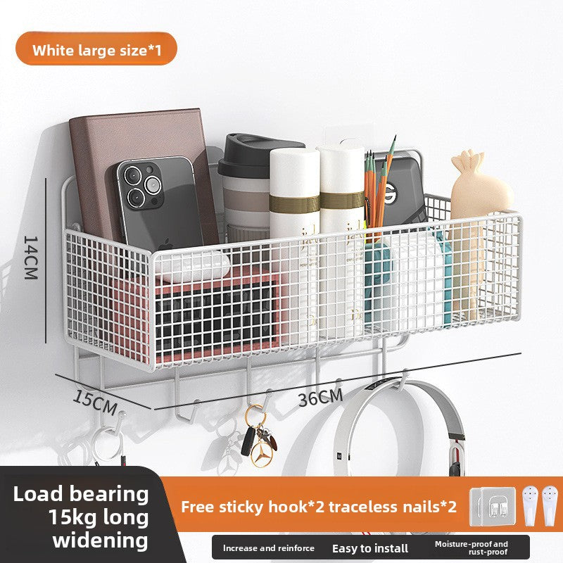 Wall Mounted Storage Rack with Hooks