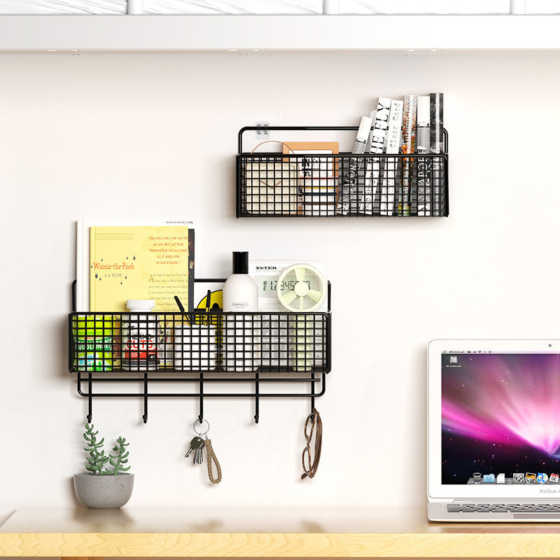 Wall Mounted Storage Rack with Hooks