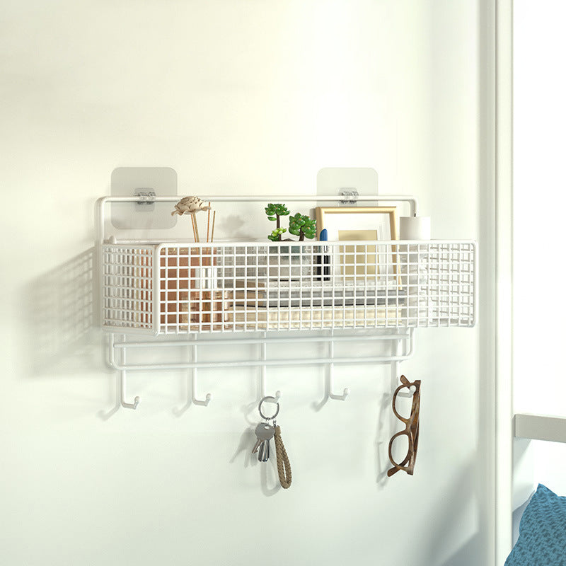 Wall Mounted Storage Rack with Hooks