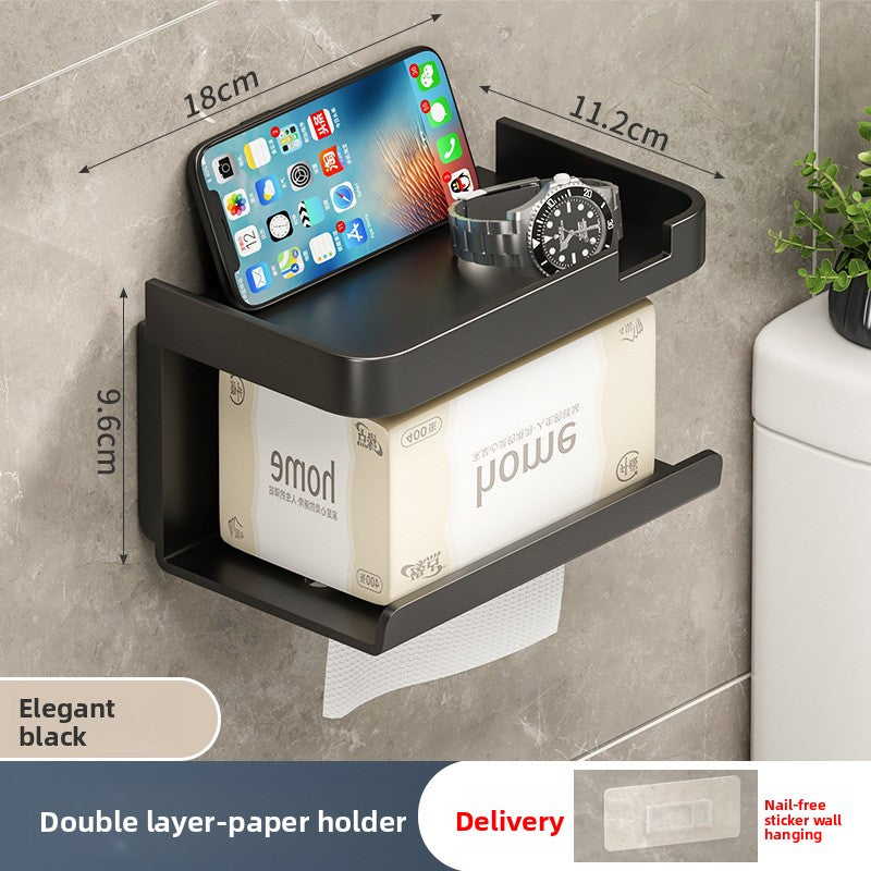 Wall Mounted Tissue Box Holder Plastic Bathroom Storage Rack
