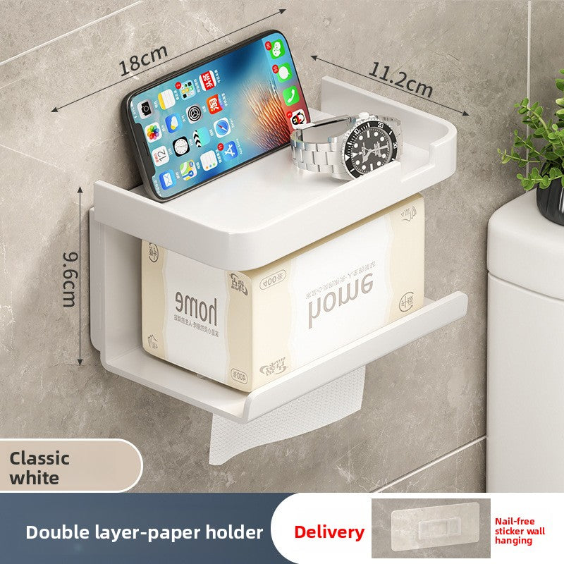 Wall Mounted Tissue Box Holder Plastic Bathroom Storage Rack