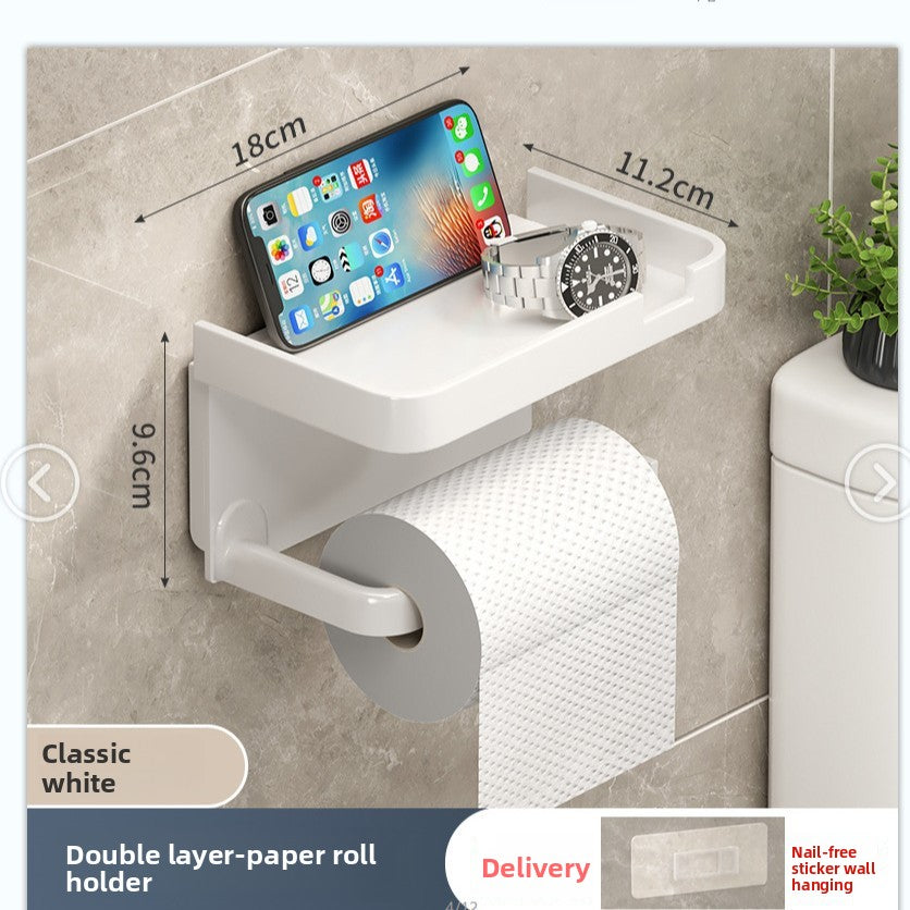 Wall Mounted Tissue Box Holder Plastic Bathroom Storage Rack