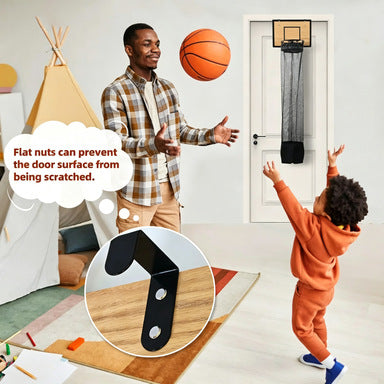 Wall-Mounted Wooden Basketball Hoop Laundry Basket