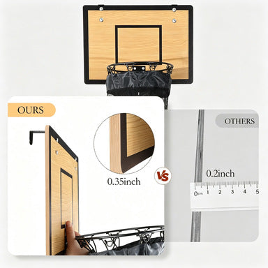 Wall-Mounted Wooden Basketball Hoop Laundry Basket