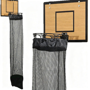 Wall-Mounted Wooden Basketball Hoop Laundry Basket