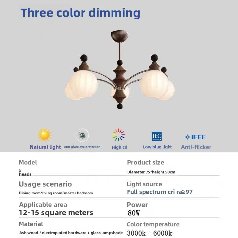 Walnut-colored restaurant chandelier
