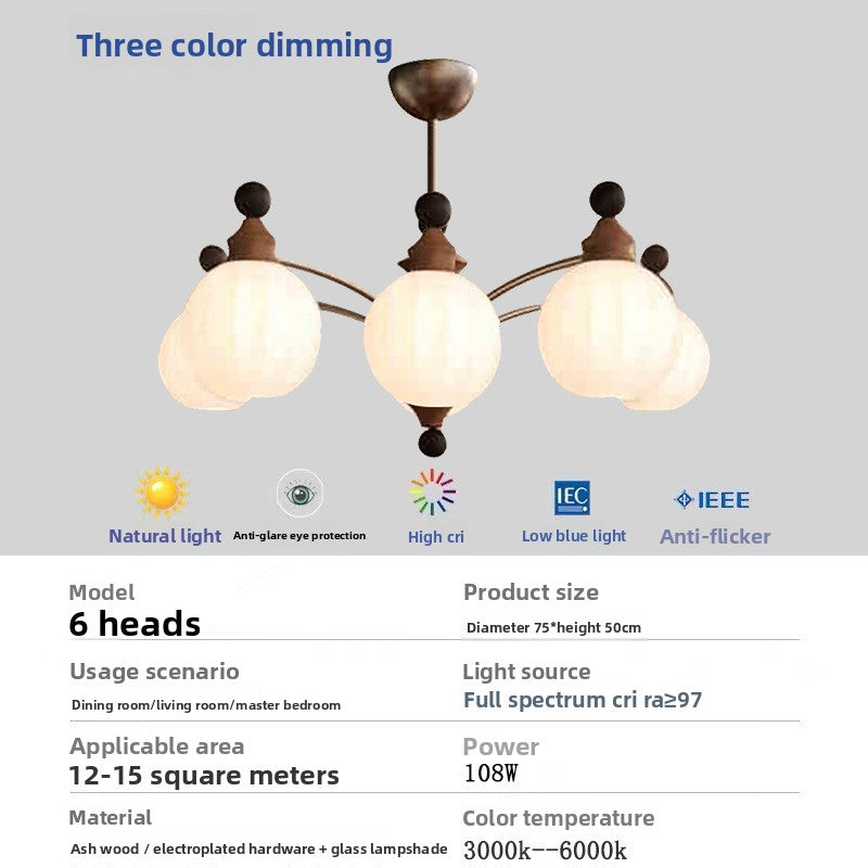 Walnut-colored restaurant chandelier