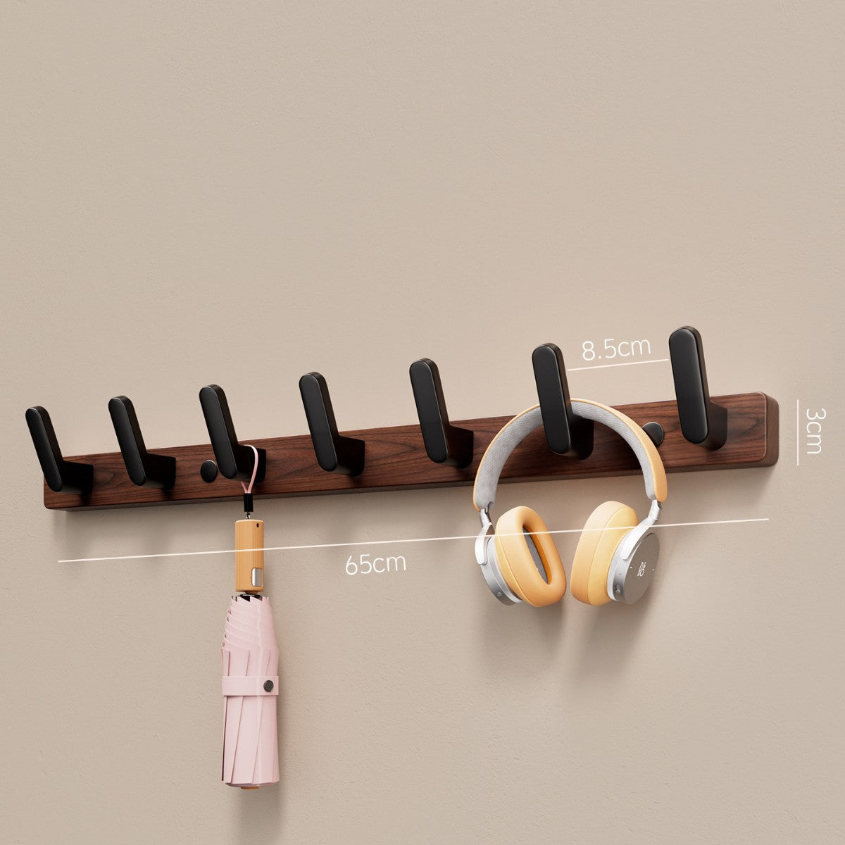 Walnut Wood Adhesive Wall Hooks