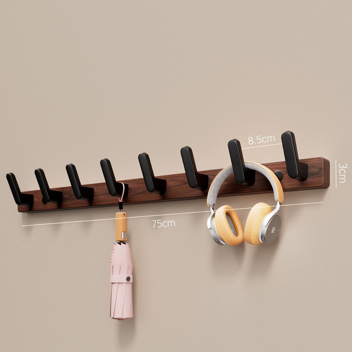 Walnut Wood Adhesive Wall Hooks