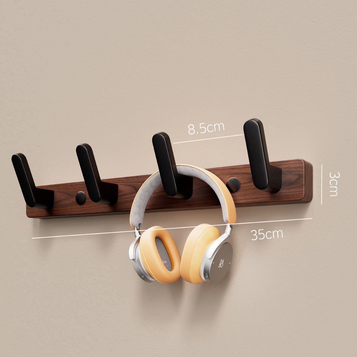 Walnut Wood Adhesive Wall Hooks