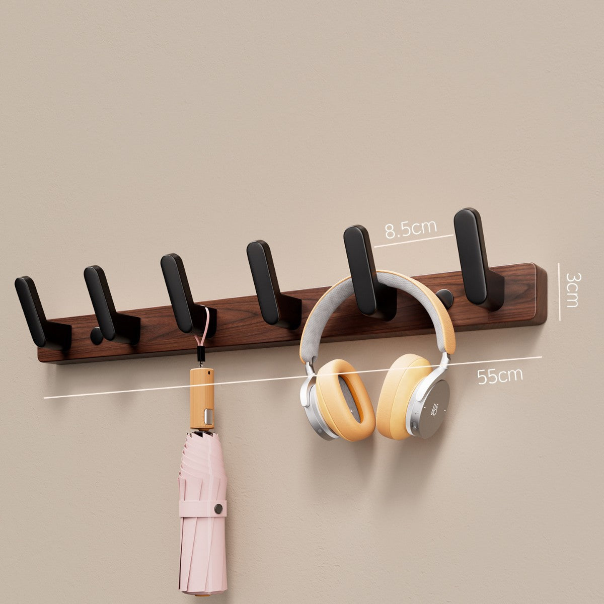 Walnut Wood Adhesive Wall Hooks