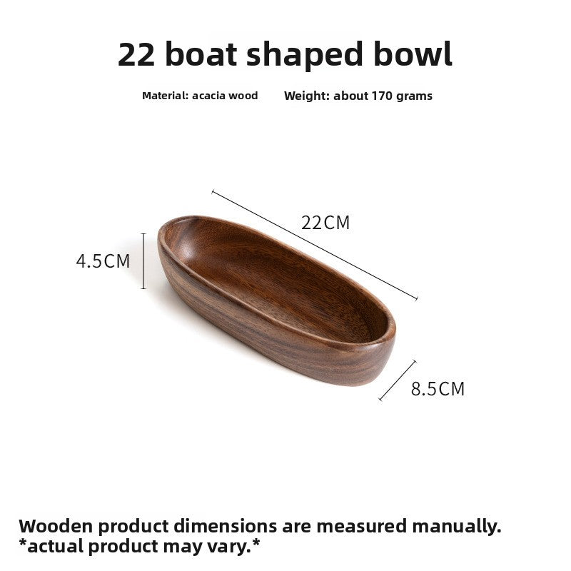 Walnut Wood Boat Shaped Salad Bowl