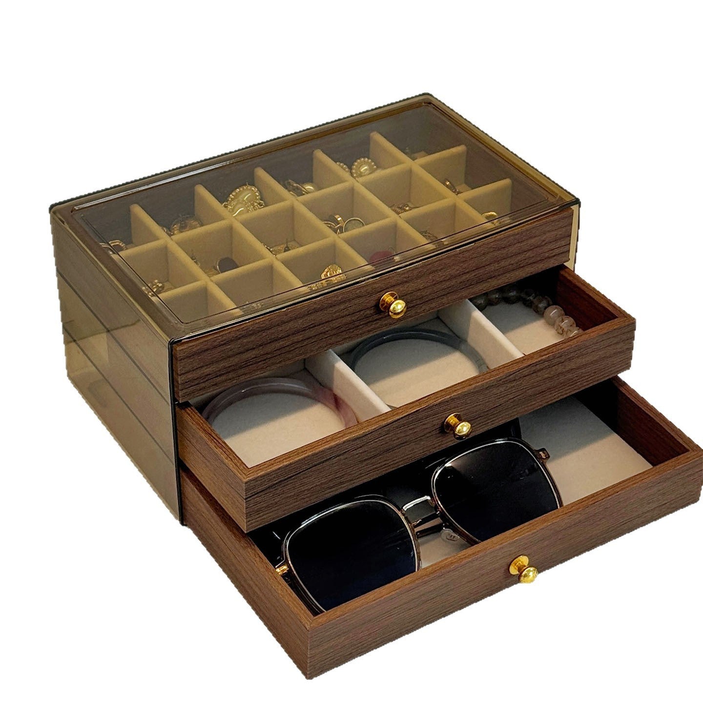 Walnut Wood Grain Jewelry Storage Box